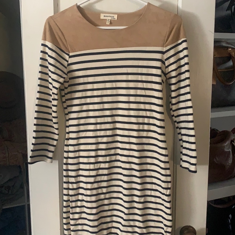 Monteau striped long sleeve dress